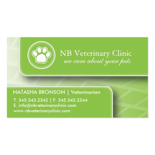 Veterinarian Business Cards (front side)