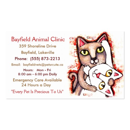 Veterinarian / Cat Lover's Business Cards (front side)