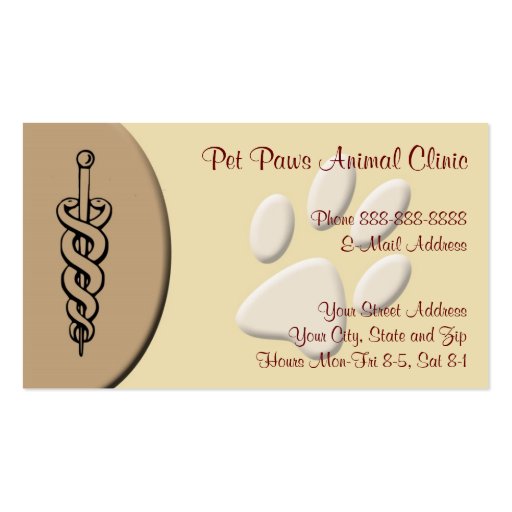 Veterinarian Clinic Animal Hospital Business Card (front side)