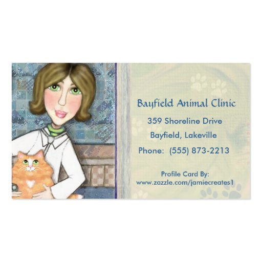 Veterinarian & Ginger Persian Cat Business Cards (back side)