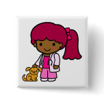 Veterinarian Girl Button