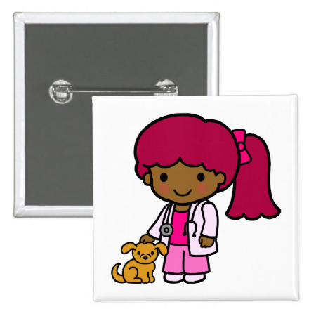 Veterinarian Girl Button