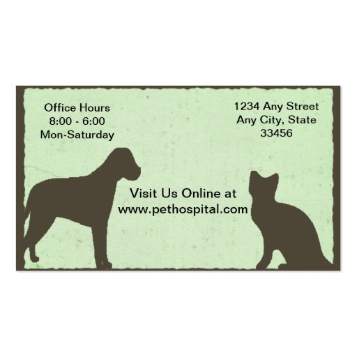 Veterinarian Pet Service Business Card (back side)