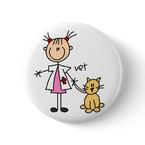 Veterinarian Stick Figure Button
