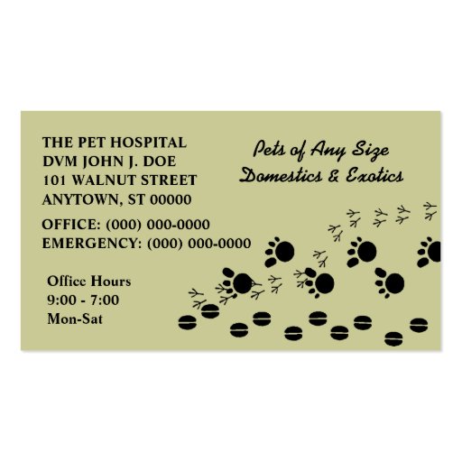 VETERINARIAN VETS PET SERVICE BUSINESS CARDS (front side)