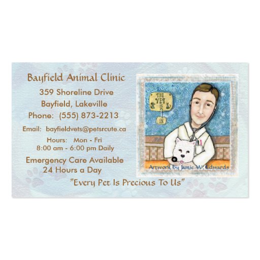 Veterinarian & Westie Dog Business Cards (front side)