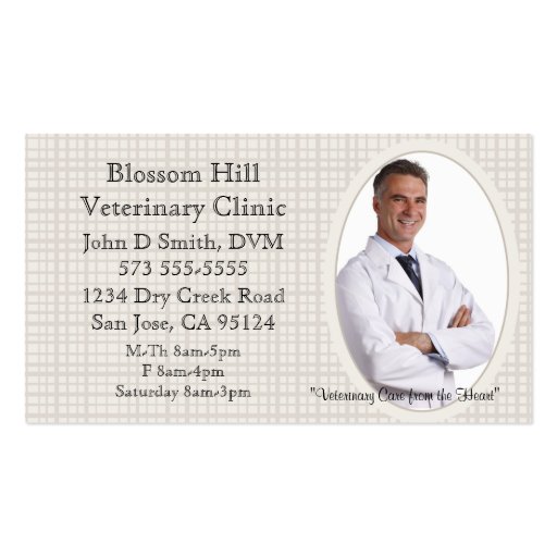 Veterinarian Your Photo  Business Card (front side)