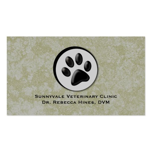 Veterinary Animal Logo with Black and White Paw Business Cards (back side)