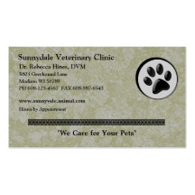 Veterinary Animal Logo with Black and White Paw Business Cards