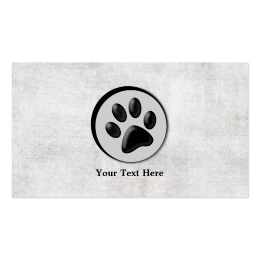 Veterinary Animal Logo with Black and White Paw Business Cards (back side)