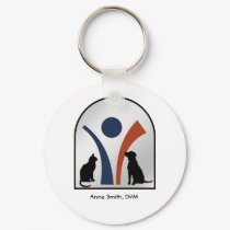 Veterinary Animal Logo with Cat and Dog keychains