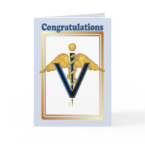 Veterinary Caduceus - Congradulations cards