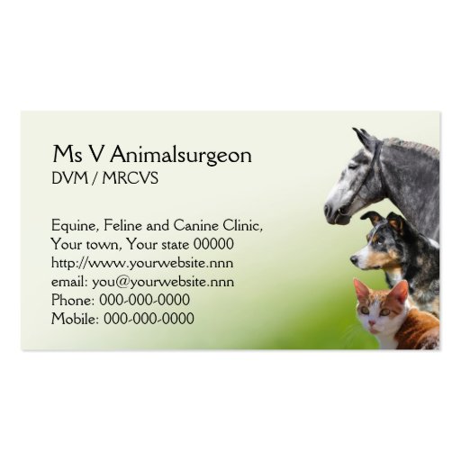 Veterinary practice appointment and business card (front side)