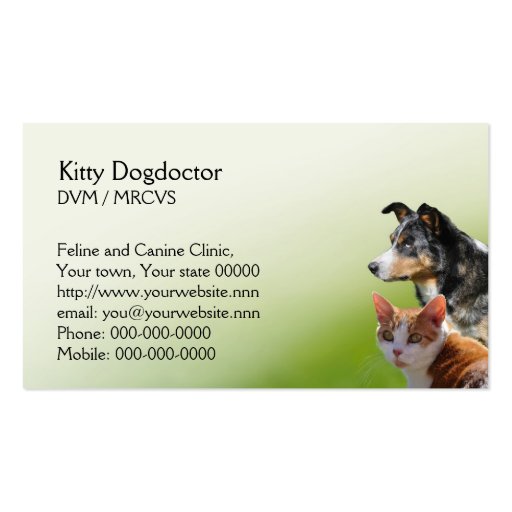 Veterinary practice appointment and business card (front side)