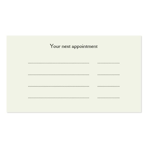 Veterinary practice appointment and business card (back side)