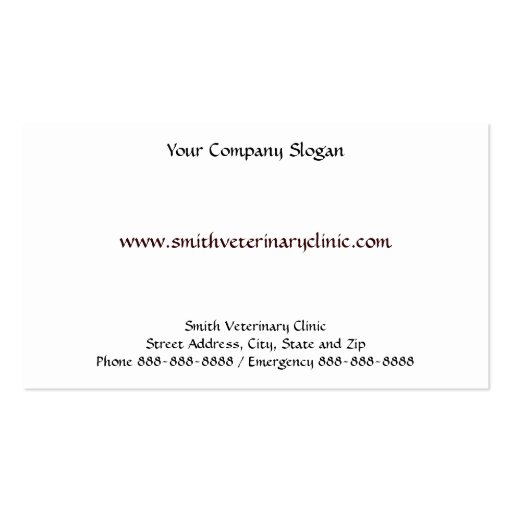 Veterinary Veterinarian Business Card (back side)