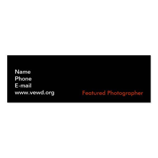 Vewd Media Photographer Card - Skinny Business Card (back side)