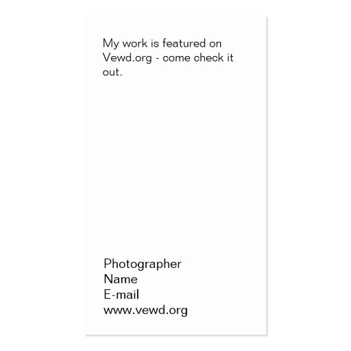 VewdMedia Photographer Card Business Card (back side)