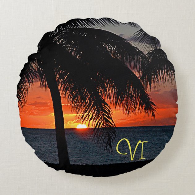 VI Caribbean Sunset Round Pillow-1