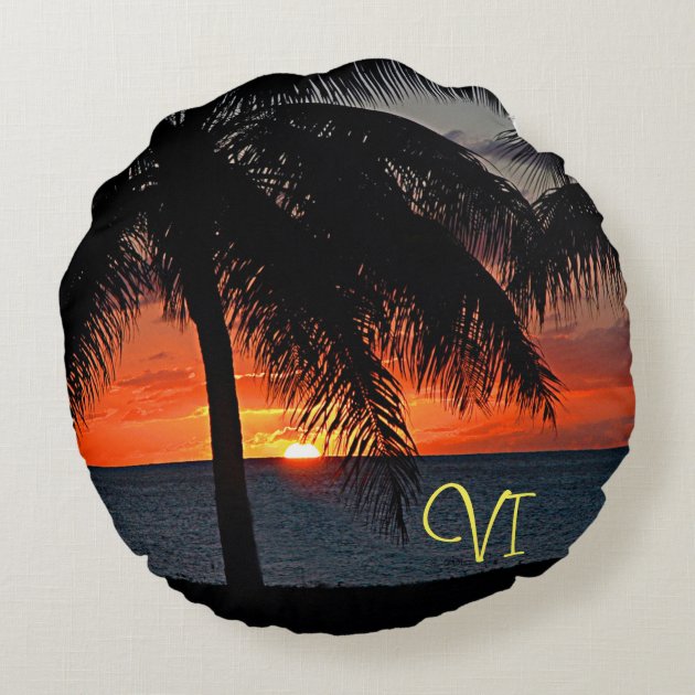 VI Caribbean Sunset Round Pillow-0