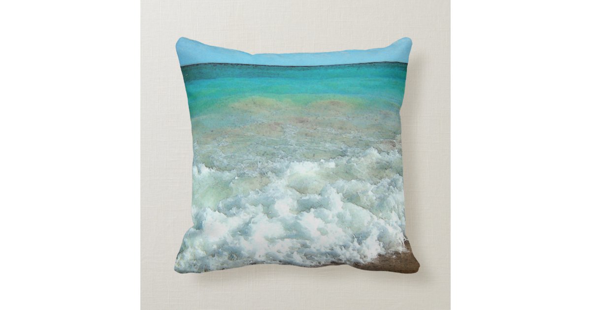 Vibrant Beach Watercolor Scene Throw Pillow Zazzle