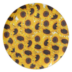Vibrant Beautiful Sunflowers Nature Floral Pattern Party Plates