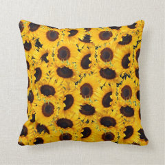 Vibrant Beautiful Sunflowers Nature Floral Prints Pillow