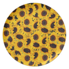 Vibrant Beautiful Sunflowers Nature Floral Prints Plate