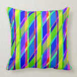 Vibrant Blue Green Pink Retro Plaid Pattern pillows