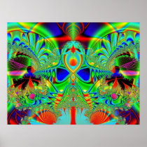 Vibrant colored fractal design posters