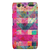 Vibrant Colorful Abstract Pink Plaid Funky Pattern Motorola Droid RAZR Cases
