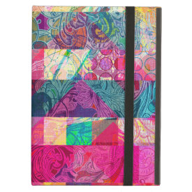 Vibrant Colorful Abstract Pink Plaid Funky Pattern iPad Folio Case