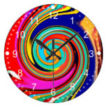 Vibrant Colorful Abstract Swirl of Melted Crayons Wall Clocks