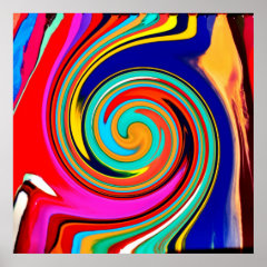 Vibrant Colorful Abstract Swirl of Melted Crayons Posters