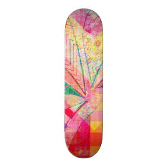 Vibrant Colorful Funky Abstract Girly Butterfly Ch Skate Decks