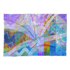 Vibrant Colorful Funky Blue Purple Butterfly Chevr Kitchen Towels