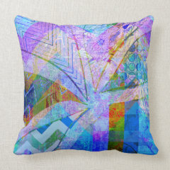 Vibrant Colorful Funky Blue Purple Butterfly Chevr Pillows