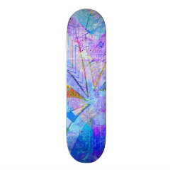 Vibrant Colorful Funky Blue Purple Butterfly Chevr Skate Deck