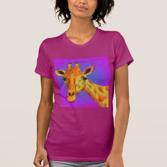 Vibrant Colorful Giraffe in Orange and Yellow Tee Shirts