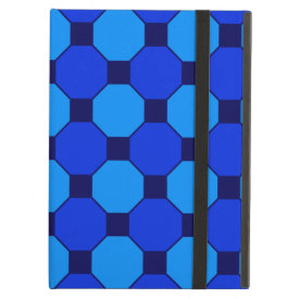 Vibrant Cool Blue Squares Hexagons Tile Pattern iPad Folio Case