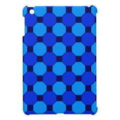 Vibrant Cool Blue Squares Hexagons Tile Pattern iPad Mini Cases