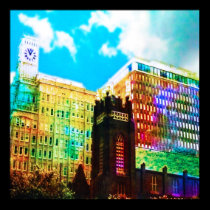 vibrant downtown canvas posters