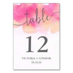 Vibrant Dreams Table Number Card / Pink & Peach Table Card