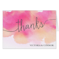 Vibrant Dreams Thank You Note Card / Pink & Peach