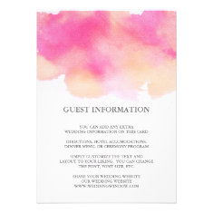 Vibrant Dreams Wedding Insert Card / Pink & Peach