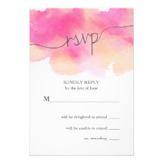 Vibrant Dreams Wedding RSVP Card / Pink & Peach