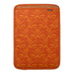 Vibrant Elegant Orange Damask Lace Girly Pattern MacBook Sleeves