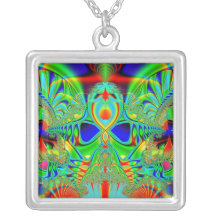 Vibrant fractal design necklace