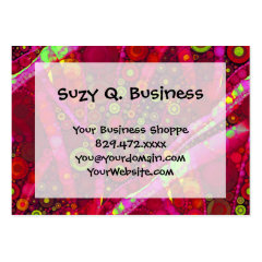 Vibrant Hot Pink Concentric Circle Mosaic Business Card Template