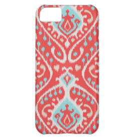 Vibrant ikat pattern in red and turquoise iPhone 5C cases